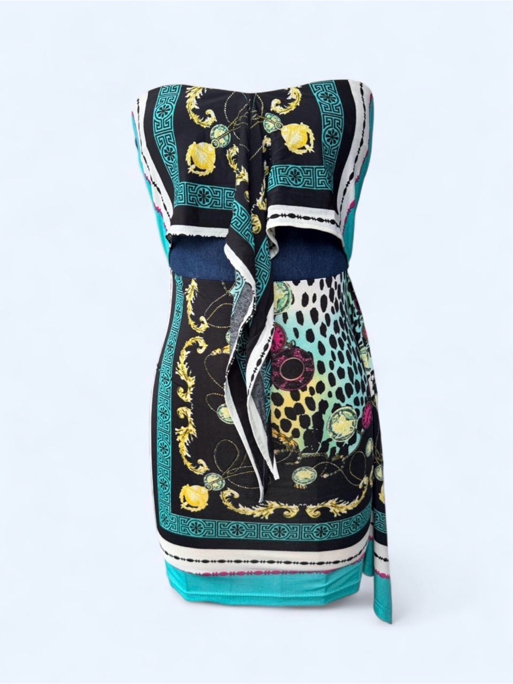 Strapless Multi-Color Printed Summer Dress